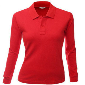 Polo Shirt Wanita Merah Lengan Panjang KBZ012