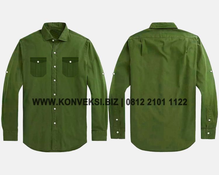 Kemeja Kantor Hijau Army