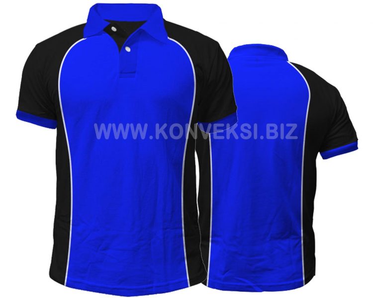 Kaos Kerah Biru Hitam