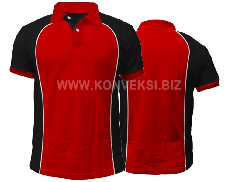 Kaos Kerah Merah Hitam